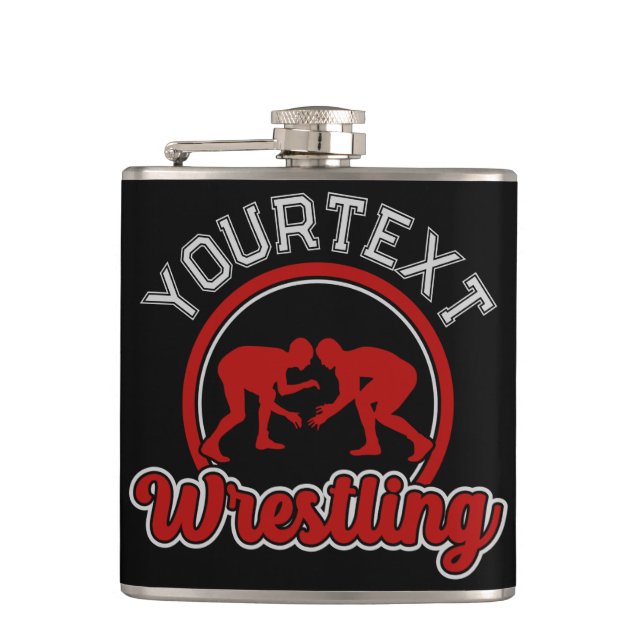  Wrestling ADD NAME Grapple Champion Team Player  Flask (Front)