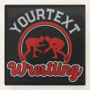 Wrestling ADD NAME Grapple Champion Team Player Glass Coaster
