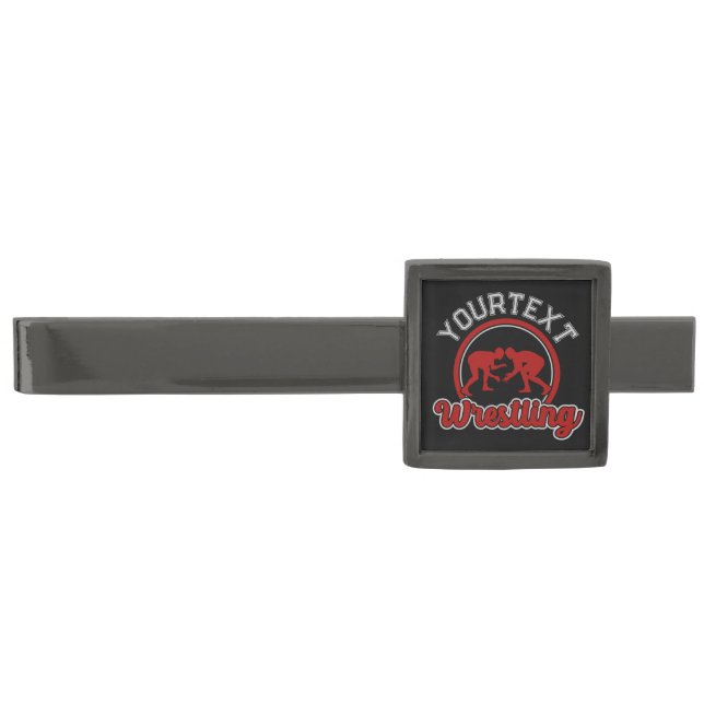  Wrestling ADD NAME Grapple Champion Team Player  Gunmetal Finish Tie Bar (Front)