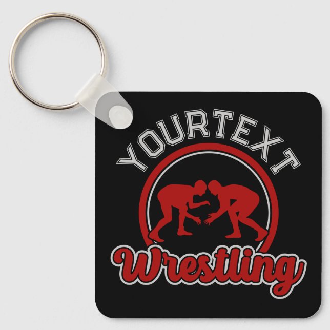  Wrestling ADD NAME Grapple Champion Team Player  Keychain (Front)