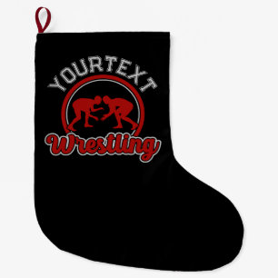 Wrestling ADD NAME Grapple Champion Team Player Large Christmas Stocking