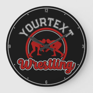 Wrestling ADD NAME Grapple Champion Team Player Large Clock