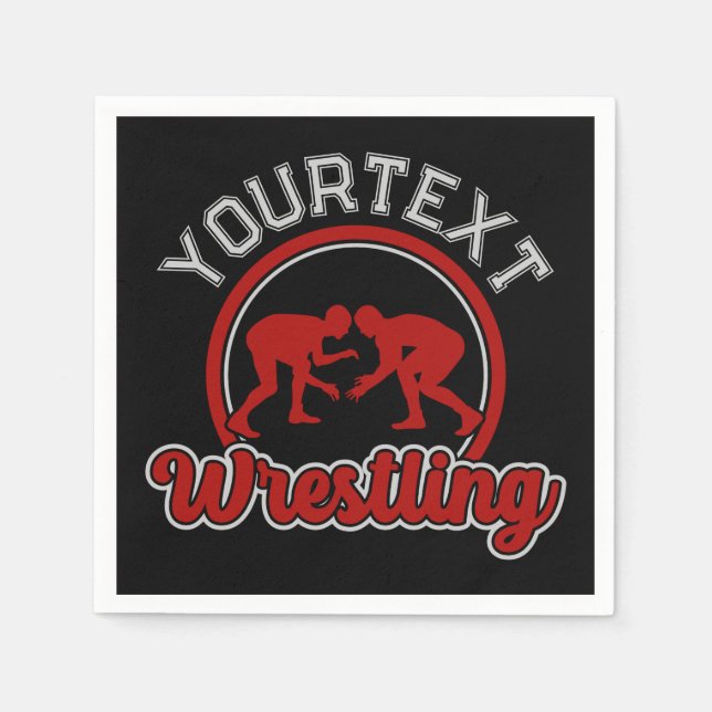  Wrestling ADD NAME Grapple Champion Team Player Napkins (Front)