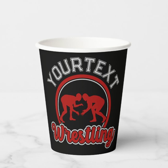 Wrestling ADD NAME Grapple Champion Team Player  Paper Cups (Front)