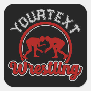 Wrestling ADD NAME Grapple Champion Team Player Square Sticker