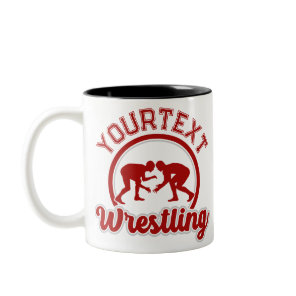 Wrestling ADD NAME Grapple Champion Team Player  Two-Tone Coffee Mug