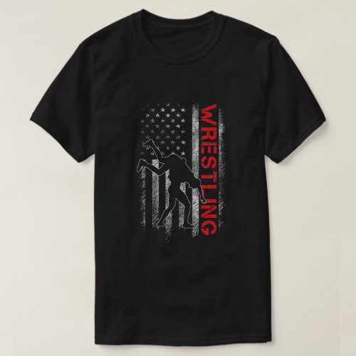 Wrestling American Flag USA Quote Wrestler    T_Shirt