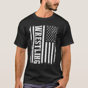 Wrestling American Flag Vintage Highschool Sport B T-Shirt