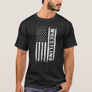 Wrestling American USA Flag Funny Wrestle Men Boy T-Shirt