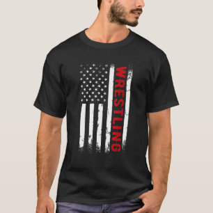 Wrestling American USA Flag  Wrestle Men Boy Wrest T-Shirt