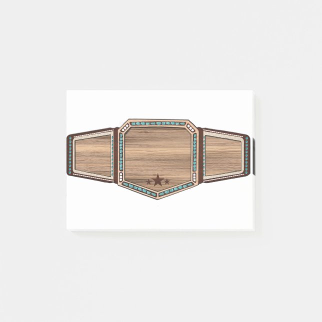 Wrestling Belt Customize Add Name Wood Post-it Notes (Front)