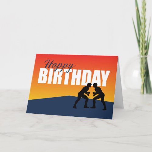 Wrestling Birthday on Blue and Orange Athlete
