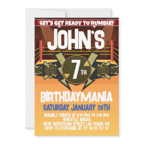 Wrestling Birthday Party Invitation Theme