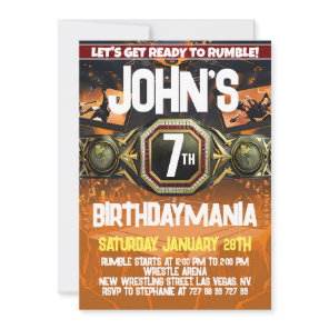 Wrestling Birthday Party Invitation Theme