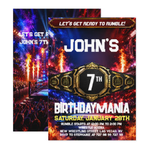 Wrestling Birthday Party Invitation Theme