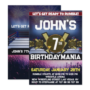 Wrestling Birthday Party Invitation Theme