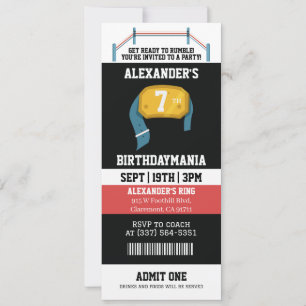 Wrestling Birthday Party Ticket Invitation