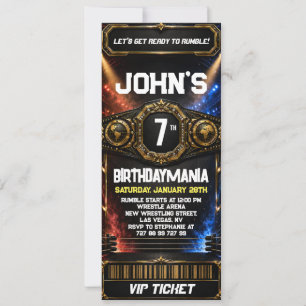 Wrestling Birthday Party Ticket Invitation Theme