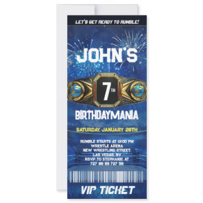 Wrestling Birthday Party Ticket Invitation Theme