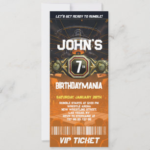 Wrestling Birthday Party Ticket Invitation Theme