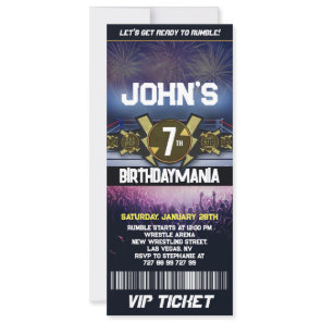 Wrestling Birthday Party Ticket Invitation Theme