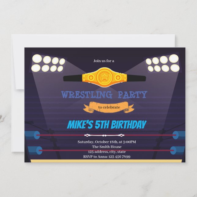 Wrestling birthday theme Invitation (Front)