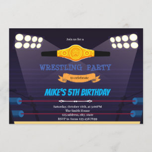 Wrestling birthday theme Invitation