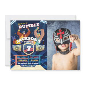 Wrestling Birthday Wrestle Ring Fighting Photo Invitation