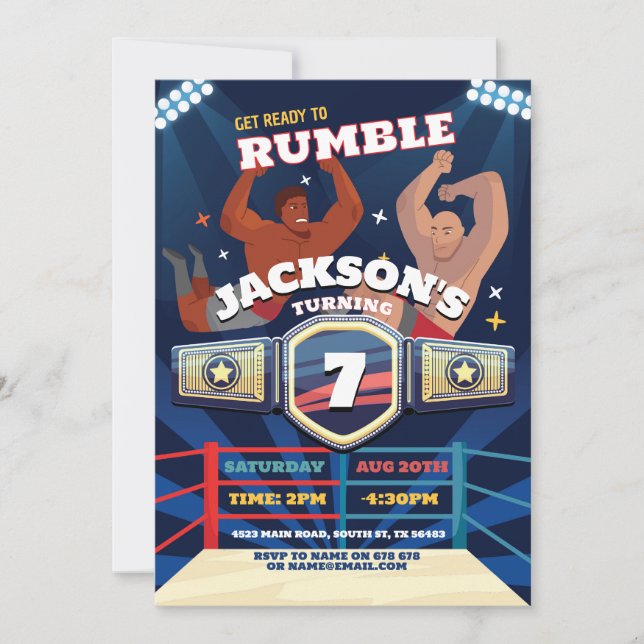 Wrestling Birthday Wrestle Ring Fighting Ring Invitation (Front)