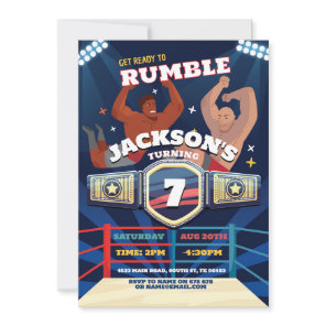 Wrestling Birthday Wrestle Ring Fighting Ring Invitation