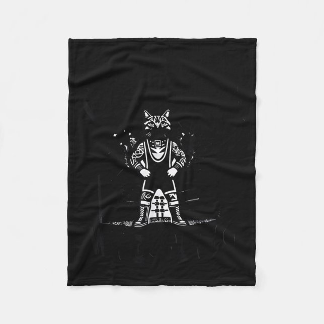Wrestling Cat Funny Weekends Watching For Men Wome Fleece Blanket (Front)