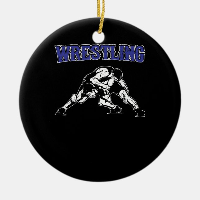 Wrestling Ceramic Ornament (Front)