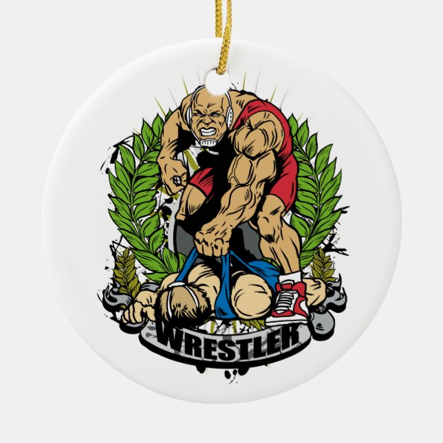 Wrestling Champ Ceramic Ornament (Front)