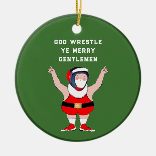 Wrestling Christmas 2024 Ceramic Ornament