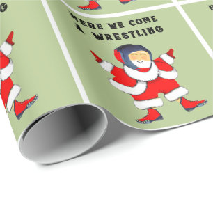 Wrestling Christmas Holiday Gift Wrapping Paper