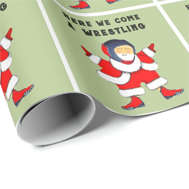 Wrestling Christmas Holiday Gift Wrapping Paper (Roll Corner)