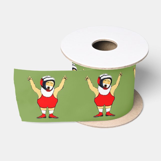 Wrestling Christmas Holiday Gifts Satin Ribbon (Spool)