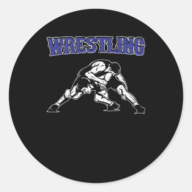 Wrestling Classic Round Sticker (Front)