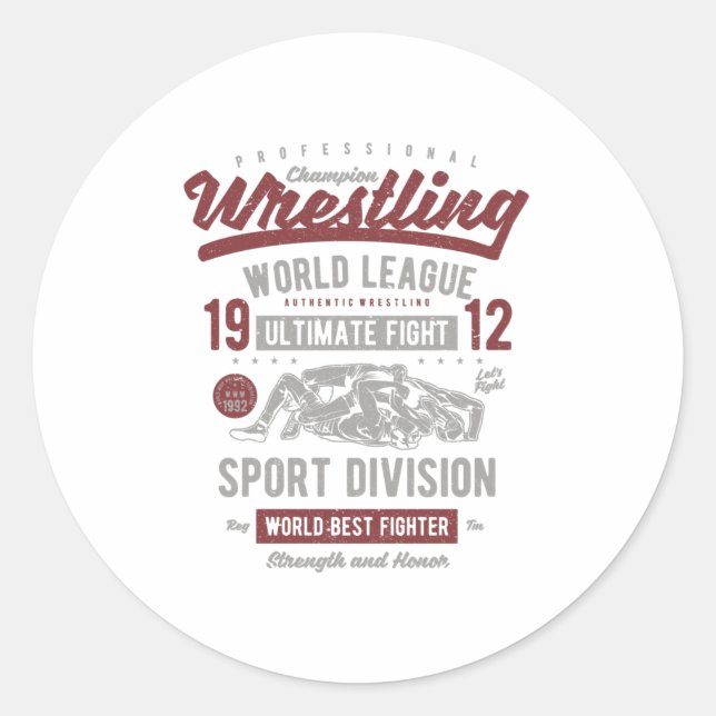 Wrestling Classic Round Sticker (Front)