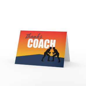 Wrestling Coach Thank You on Blue and Orange Card