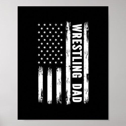 Wrestling Dad American Flag Grunge Retro Vintage  Poster