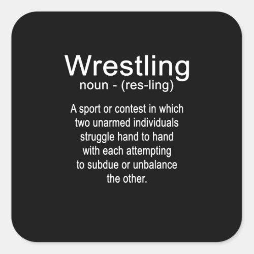 Wrestling Definition Fight Wrestle Martial Art Square Sticker