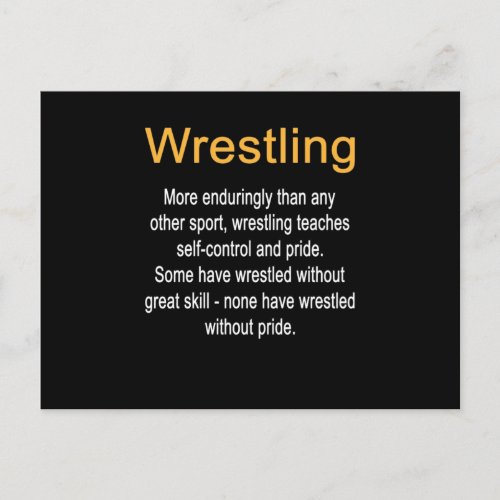 Wrestling Definition Self Control Coach Postcard