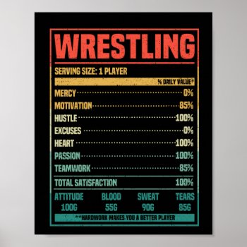 Wrestling Diet Facts Funny Wrestler Fan Poster by Yanyoo at Zazzle