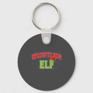 Wrestling Elf Christmas Family Matching Group Xmas Keychain
