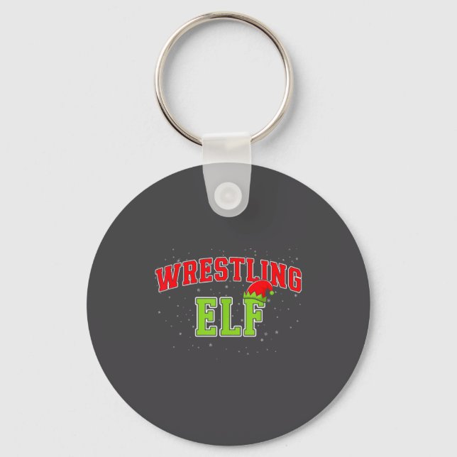 Wrestling Elf Christmas Family Matching Group Xmas Keychain (Front)