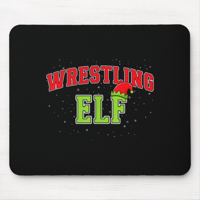 Wrestling Elf Christmas Family Matching Group Xmas Mouse Pad (Front)