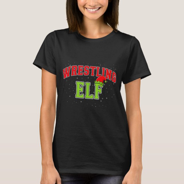 Wrestling Elf Christmas Family Matching Group Xmas T-Shirt (Front)