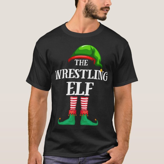 Wrestling Elf Matching Family Christmas Pajama T-Shirt (Front)
