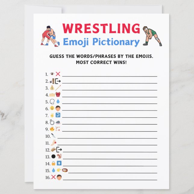 Wrestling Emoji Pictionary Game (Front)